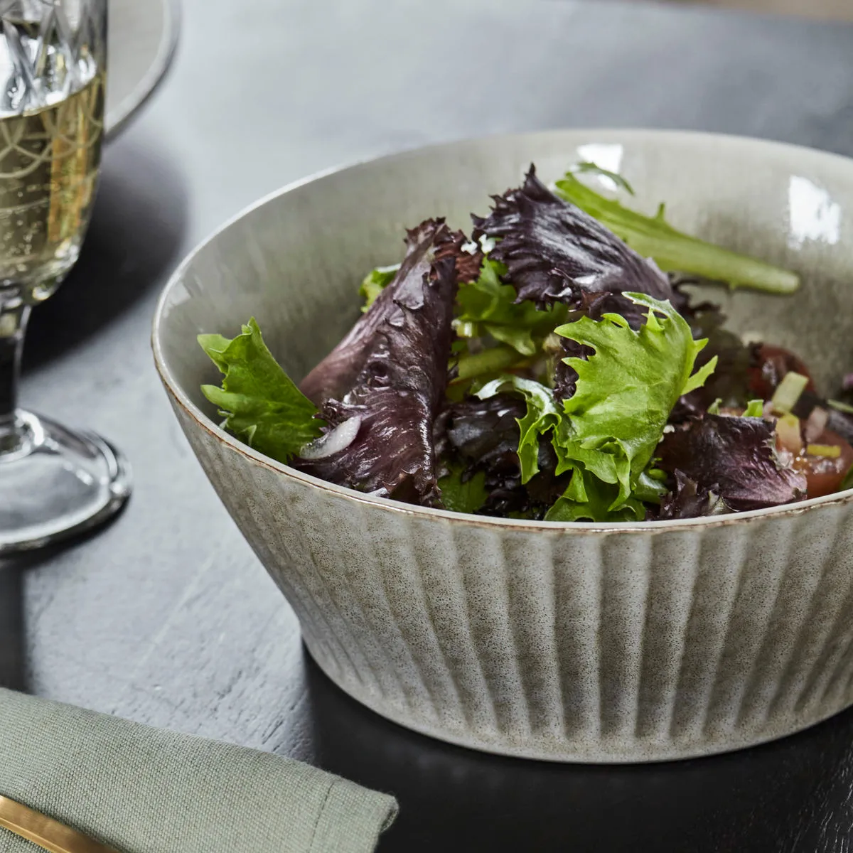 Miska Pleat Ø19 cm, Szaro-brązowa House Doctor