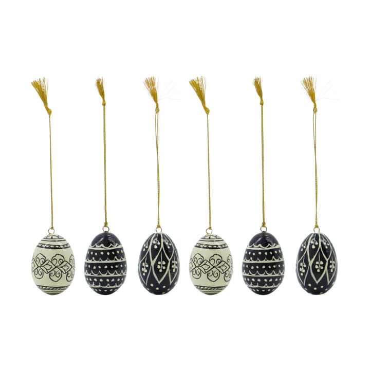 Ozdoba Deco pisanki 5 cm, 6 szt., Black-offwhite House Doctor