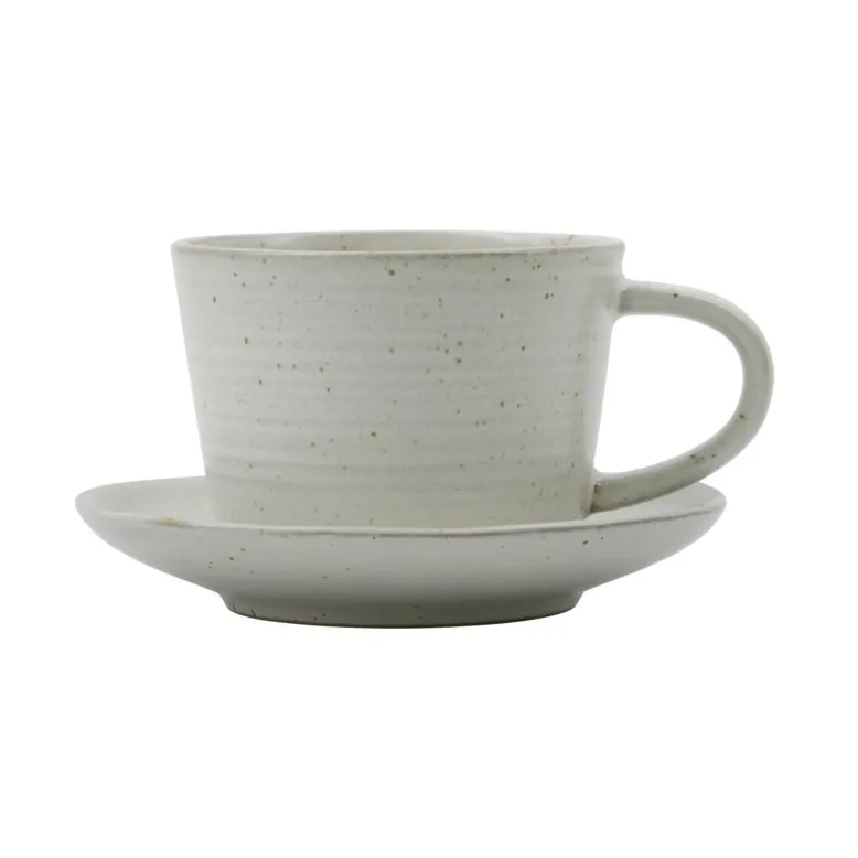 Pion filiżanka ze spodkiem 230 ml, Szary-biały House Doctor