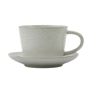 Pion filiżanka ze spodkiem 230 ml - Szary-biały - House Doctor