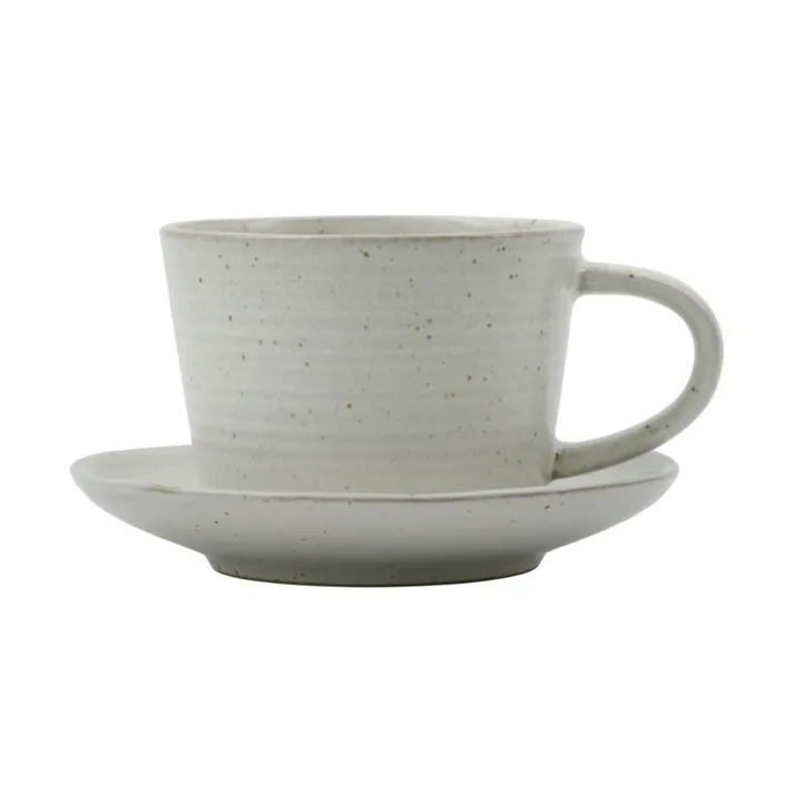Pion filiżanka ze spodkiem 230 ml - Szary-biały - House Doctor