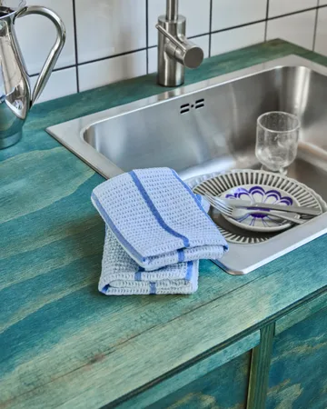 Ściereczka do naczyń Rena - Błękitno-niebieska, 30x30 cm, 2 szt.

 - House Doctor