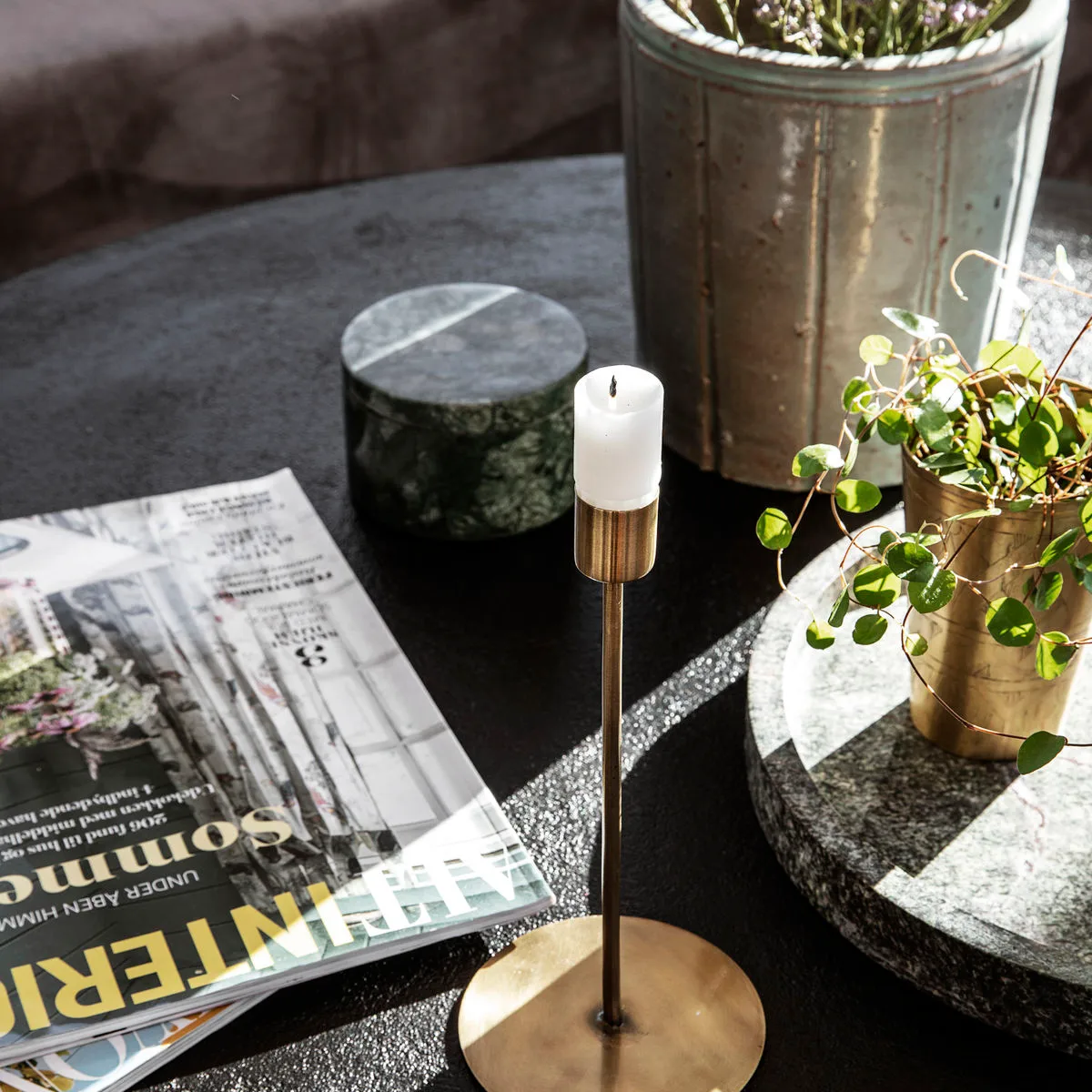 Świecznik antyczny Anit, mosiądz, 20 cm House Doctor