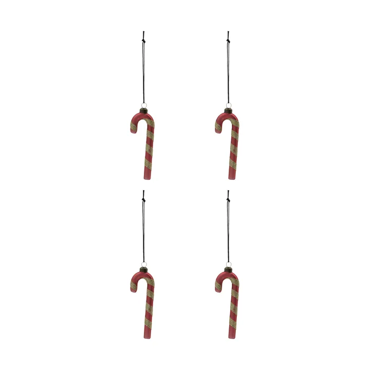 Zawieszka świąteczna Stick 4‑pak - Przygaszona czerwień - House Doctor