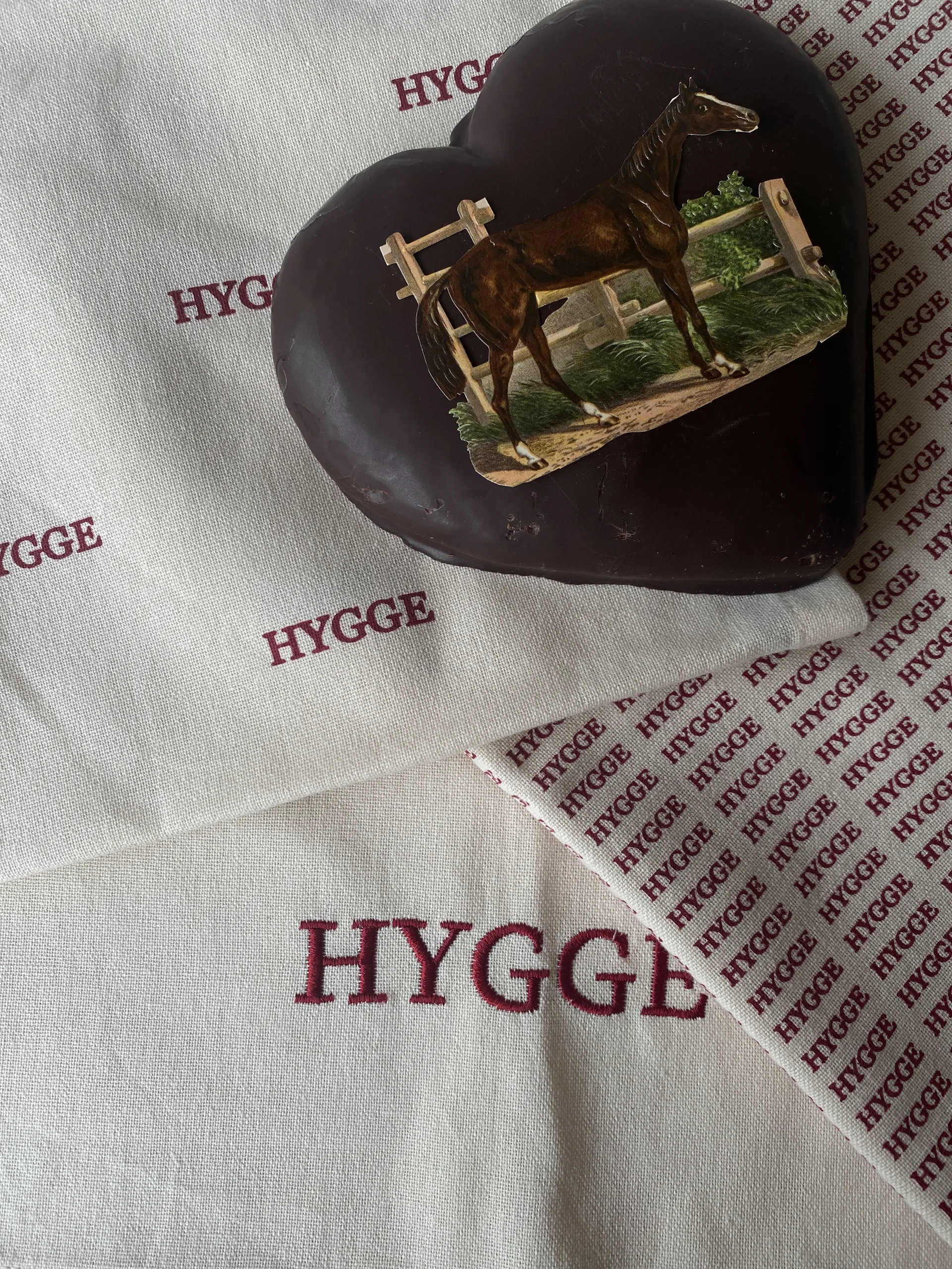 Humdakin Hygge ręcznik kuchenny, Off white/Red Humdakin