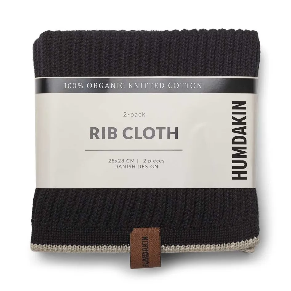 Humdakin ścierka do naczyń prążkowana 28x28 cm 2-pak, Coal-light stone Humdakin