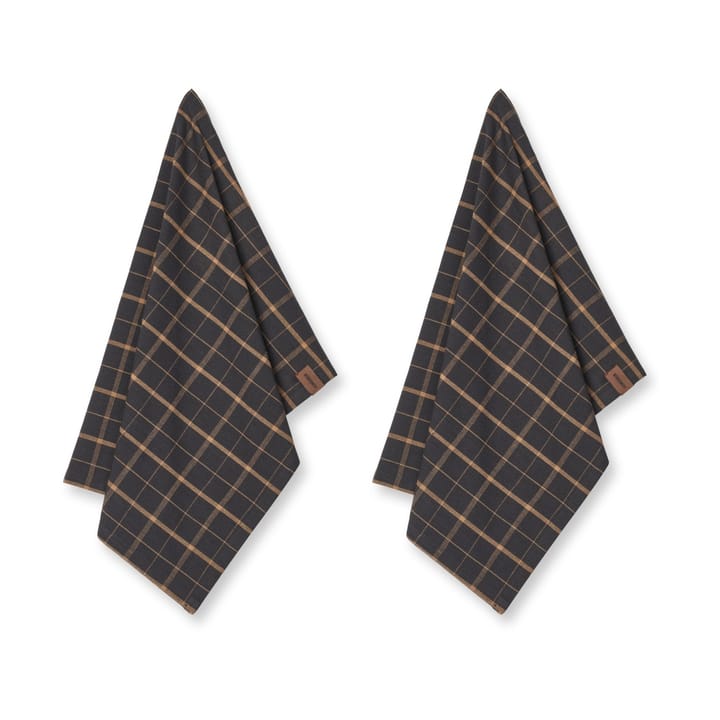 Ręcznik kuchenny Humdakin Recycled 45x70 cm 2-pak - Brown plaid - Humdakin