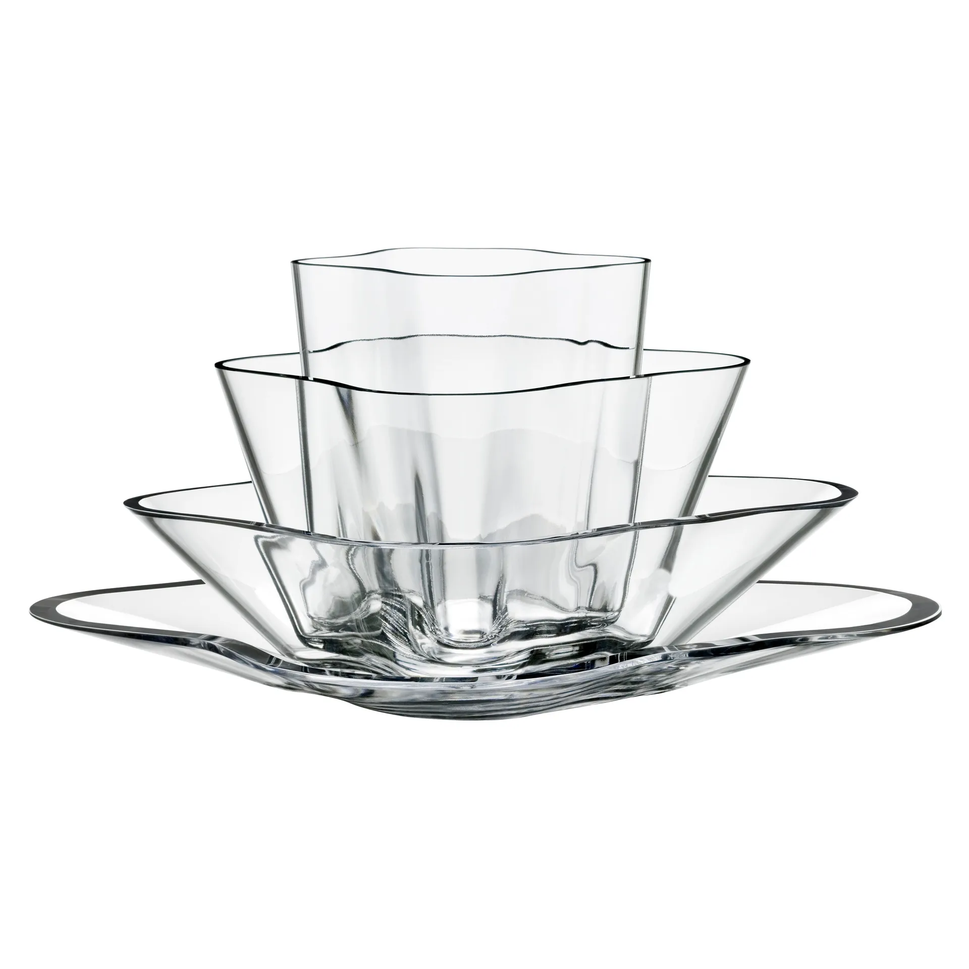 Alvar Aalto wazon, flower 4 elementy, przezroczysty Iittala