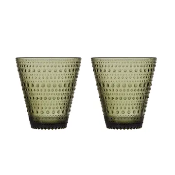Kastehelmi szklanki 300 ml, 2‑pak - Zielony mech - Iittala