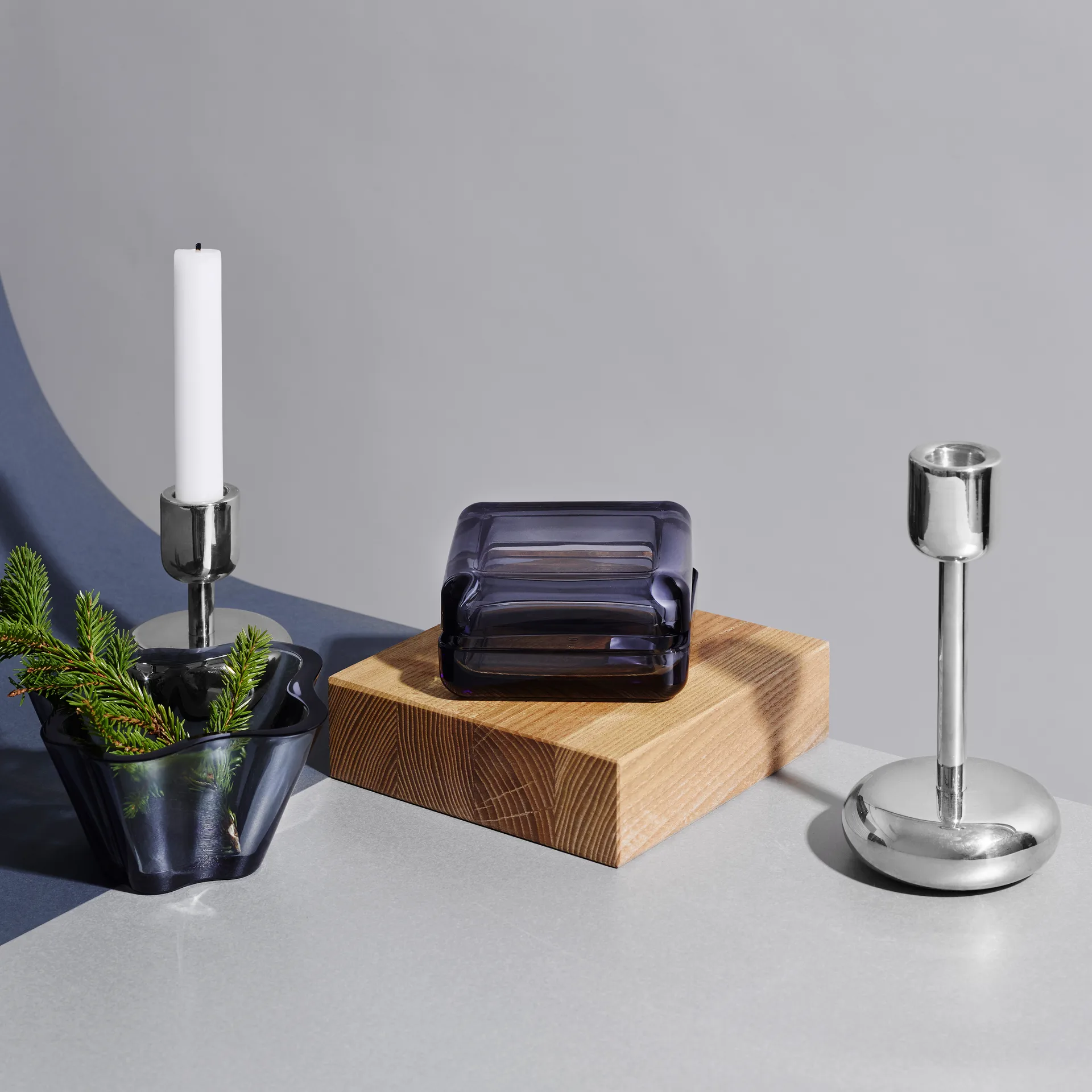 Nappula świecznik, steel, duży 183 mm Iittala