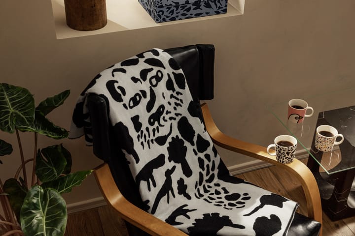 Oiva Toikka Cheetah wełniana narzuta 130x180 cm, Czarny-biały Iittala