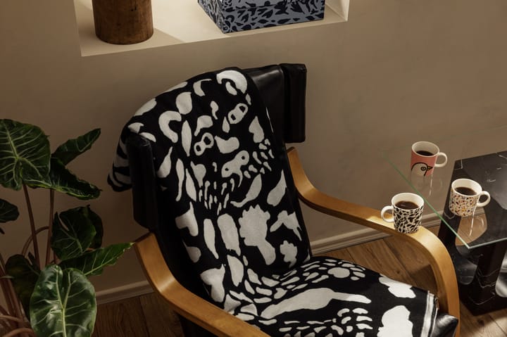 Oiva Toikka Cheetah wełniana narzuta 130x180 cm, Czarny-biały Iittala