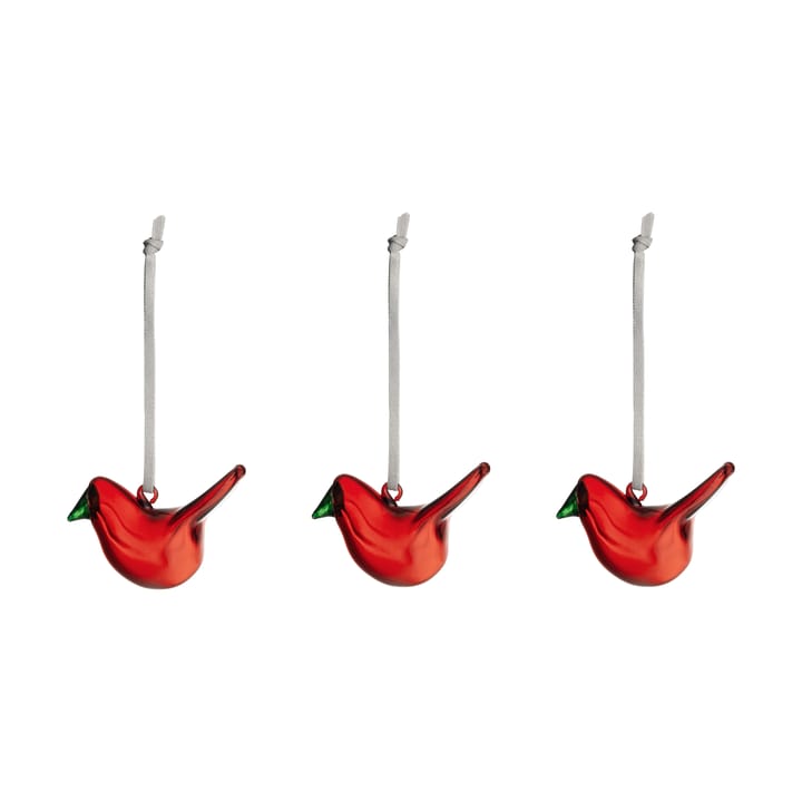 Szklany ptak Iittala, 3-pak - Czerwony - Iittala
