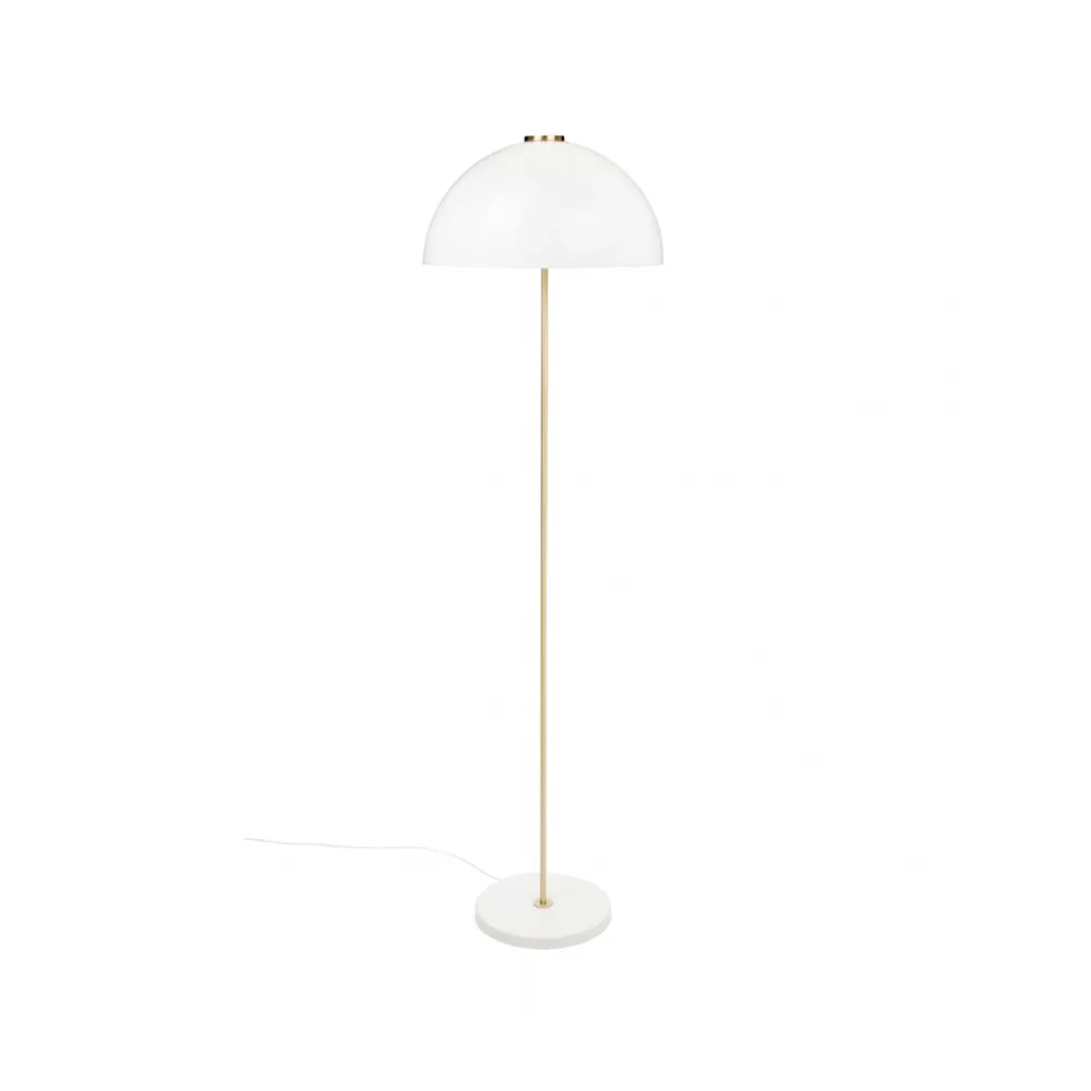 Kupoli lampa podłogowa, Biały-mosiężne detale-biały klosz Innolux