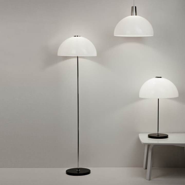 Kupoli lampa podłogowa - szary, metalowe detale, biały klosz - Innolux