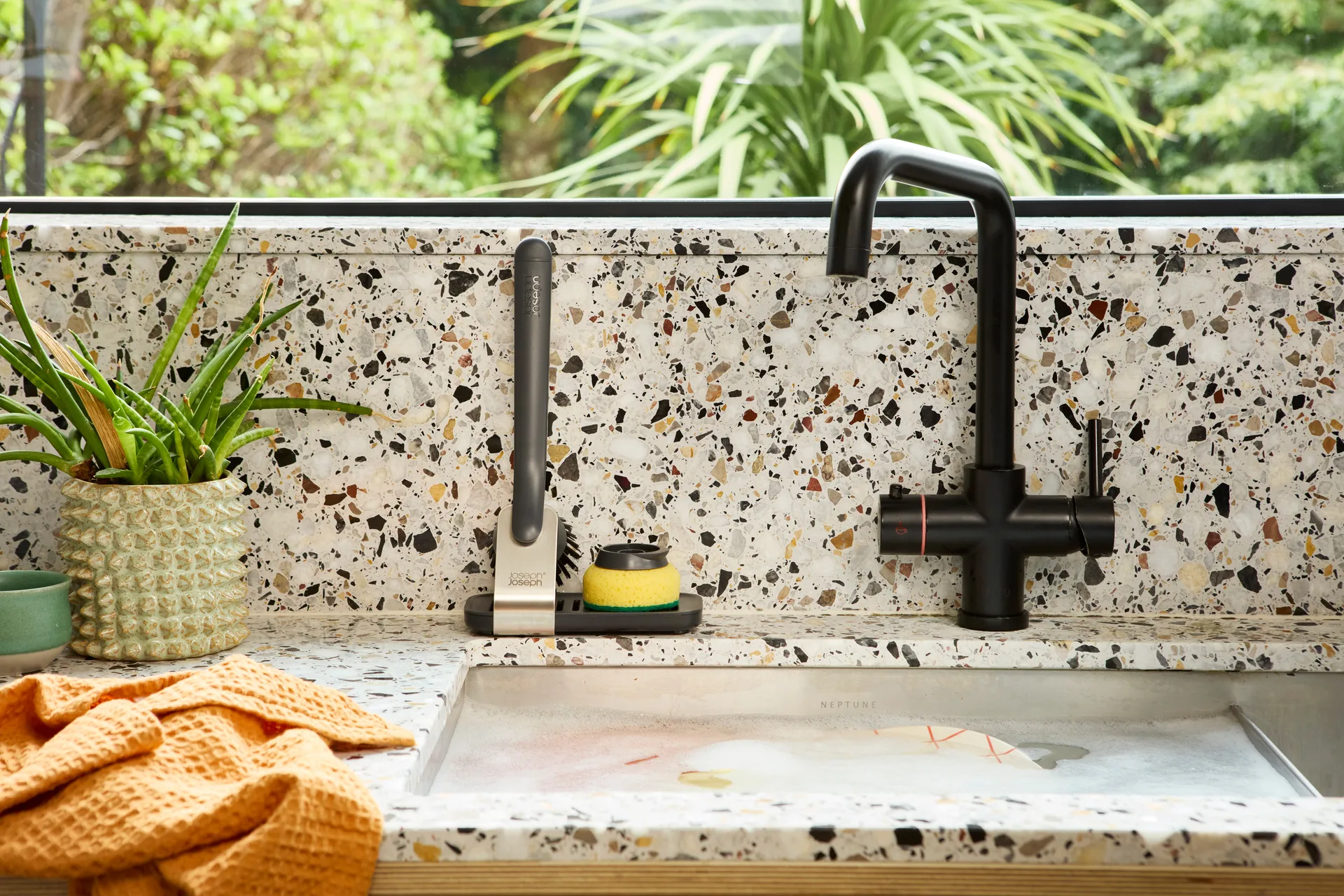 Joseph Joseph Sinktech Szczotka do naczyń z dużym stojakiem stojakiem do przechowywania, Grey Joseph Joseph