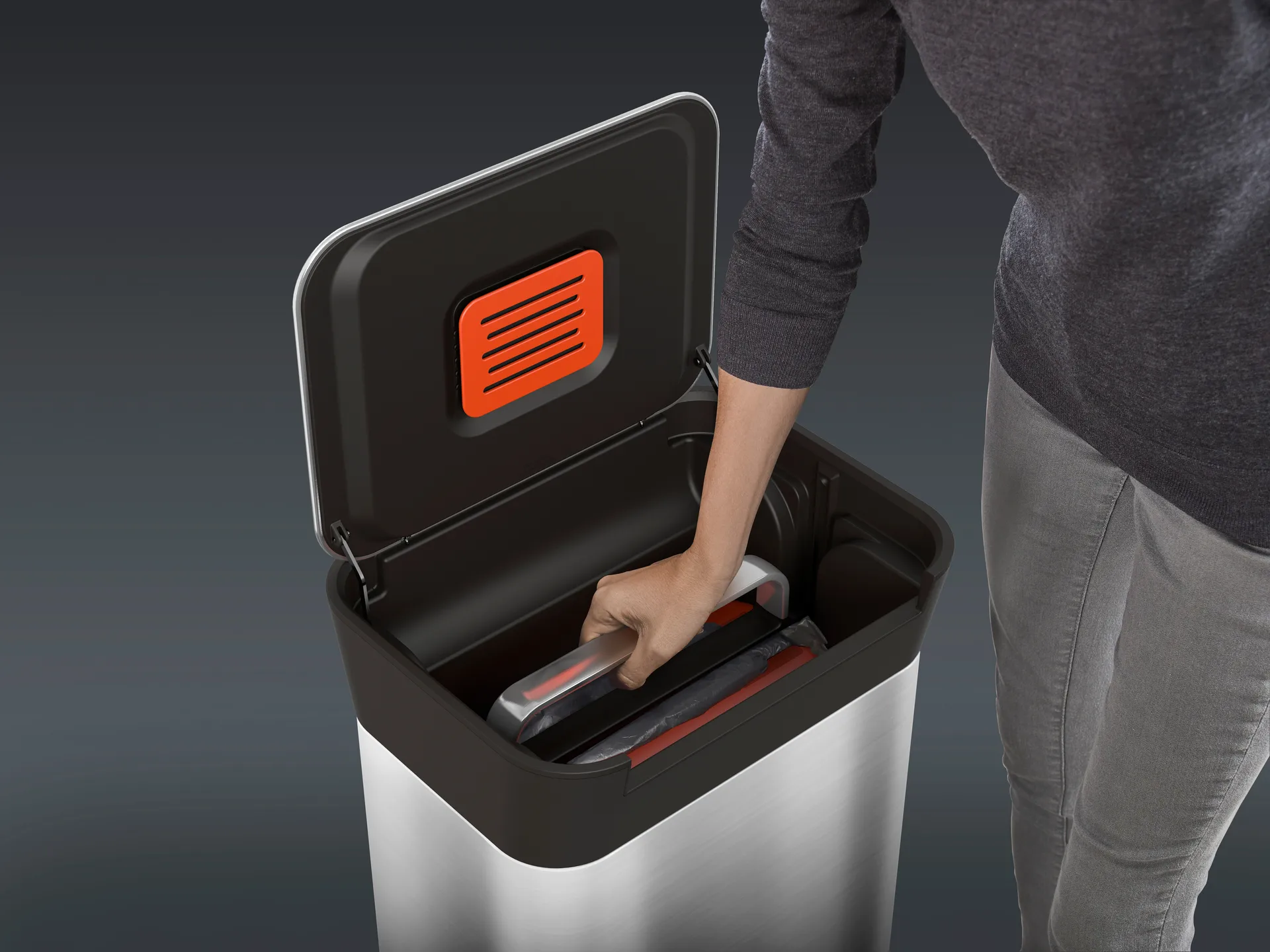 Kosz na śmieci z funkcją zgniatacza Joseph Joseph Titan 30 L, Stainless steel Joseph Joseph