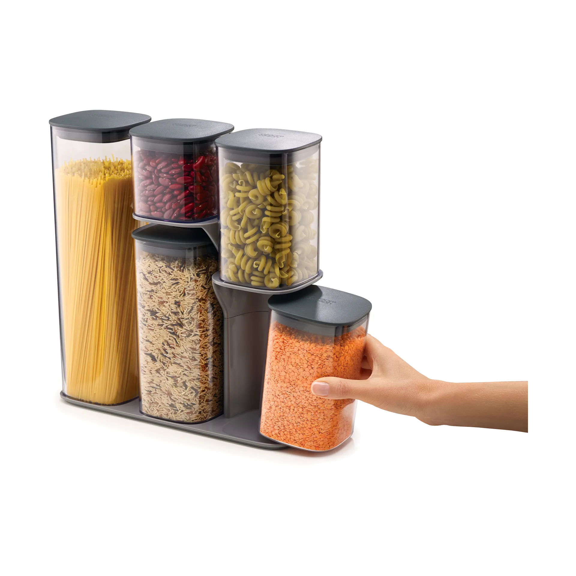 Pojemniki do przechowywania Podium 5 części., Szary Joseph Joseph