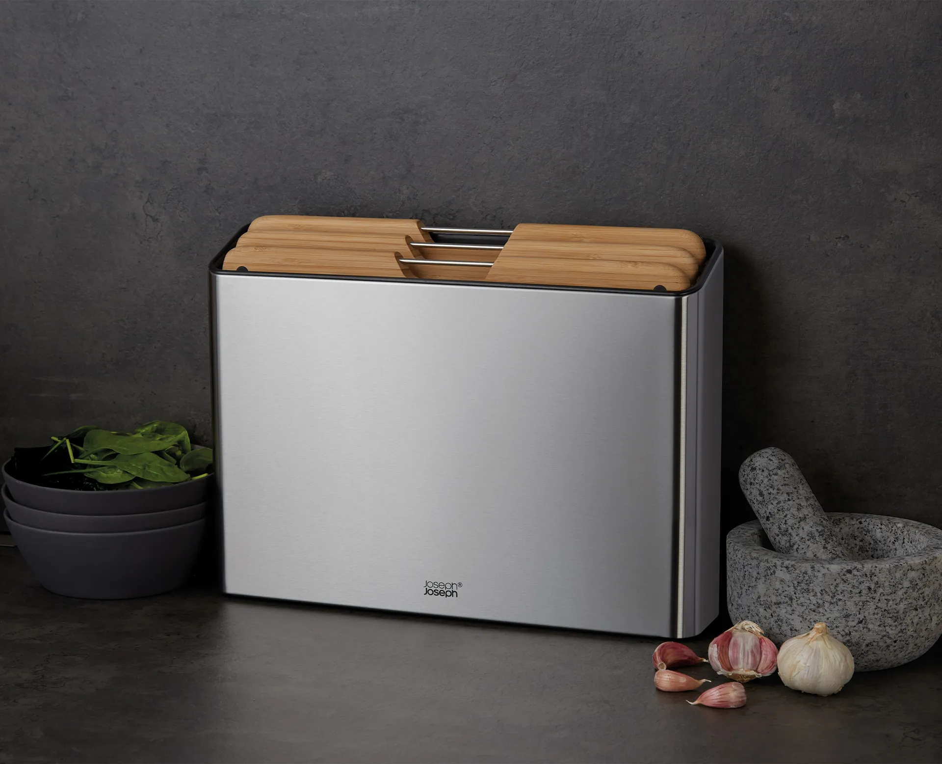 Zestaw desek do krojenia Folio Steel, 3 szt., Bambus-stal Joseph Joseph