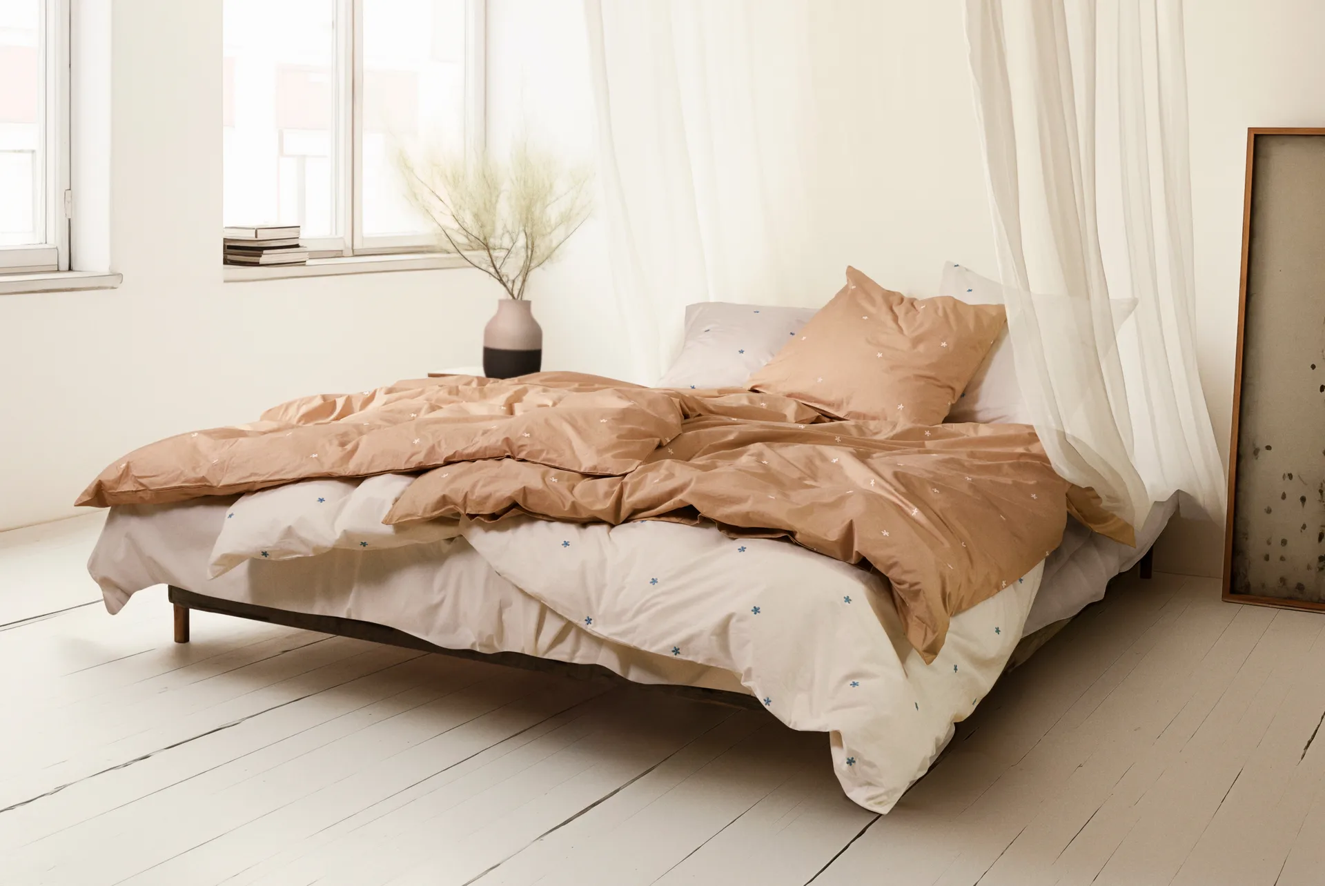 Komplet pościeli Daisy 150x210 cm, Piaskowo-biały Juna