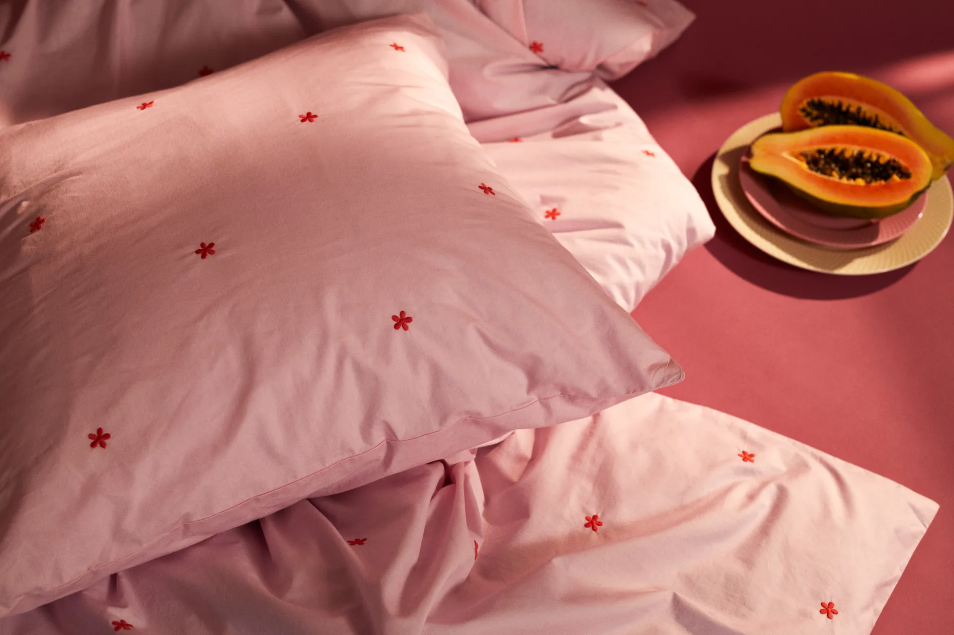 Komplet pościeli Daisy 220x220 cm, Różowo-czerwony Juna