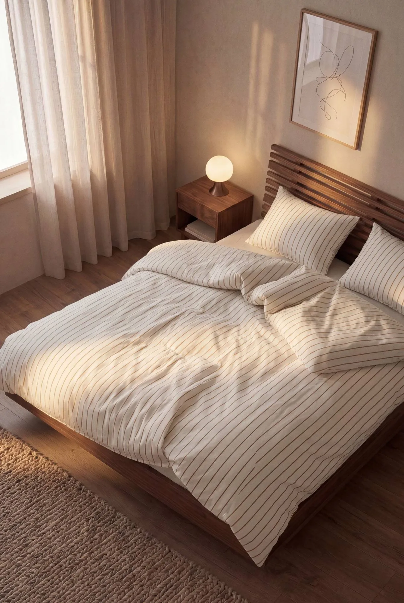Komplet pościeli Soft, 150x210/50x60 cm, Offwhite-karmelowy Juna