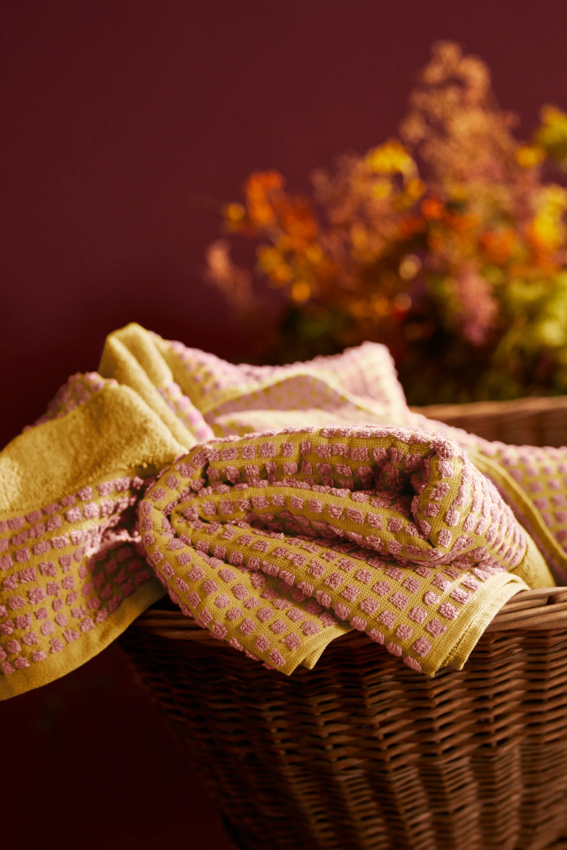 Ręcznik check 70x140 cm, Żółto-różowy Juna