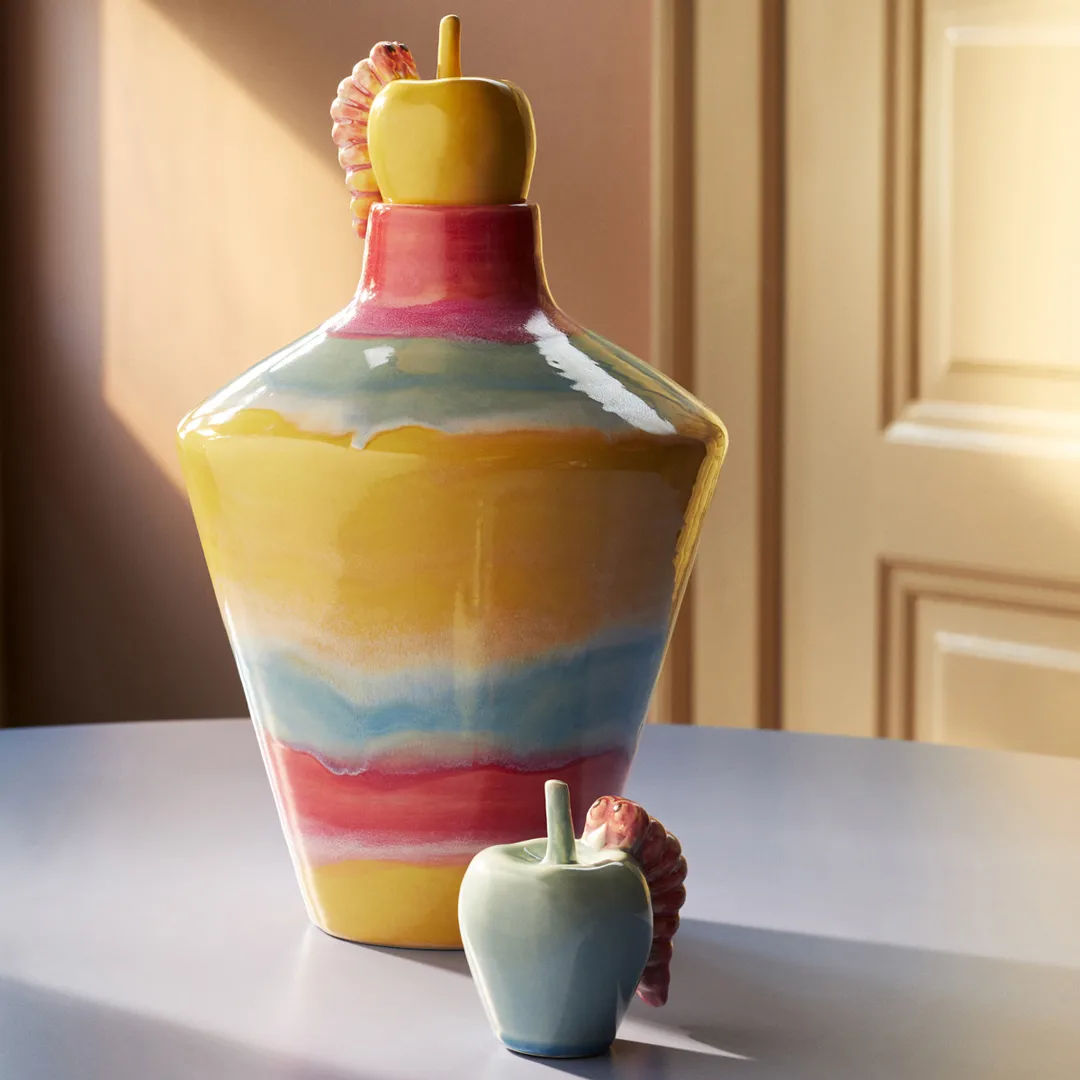 Dekoracja Poppery, Jabłko z larwą, Mint-pink Kähler