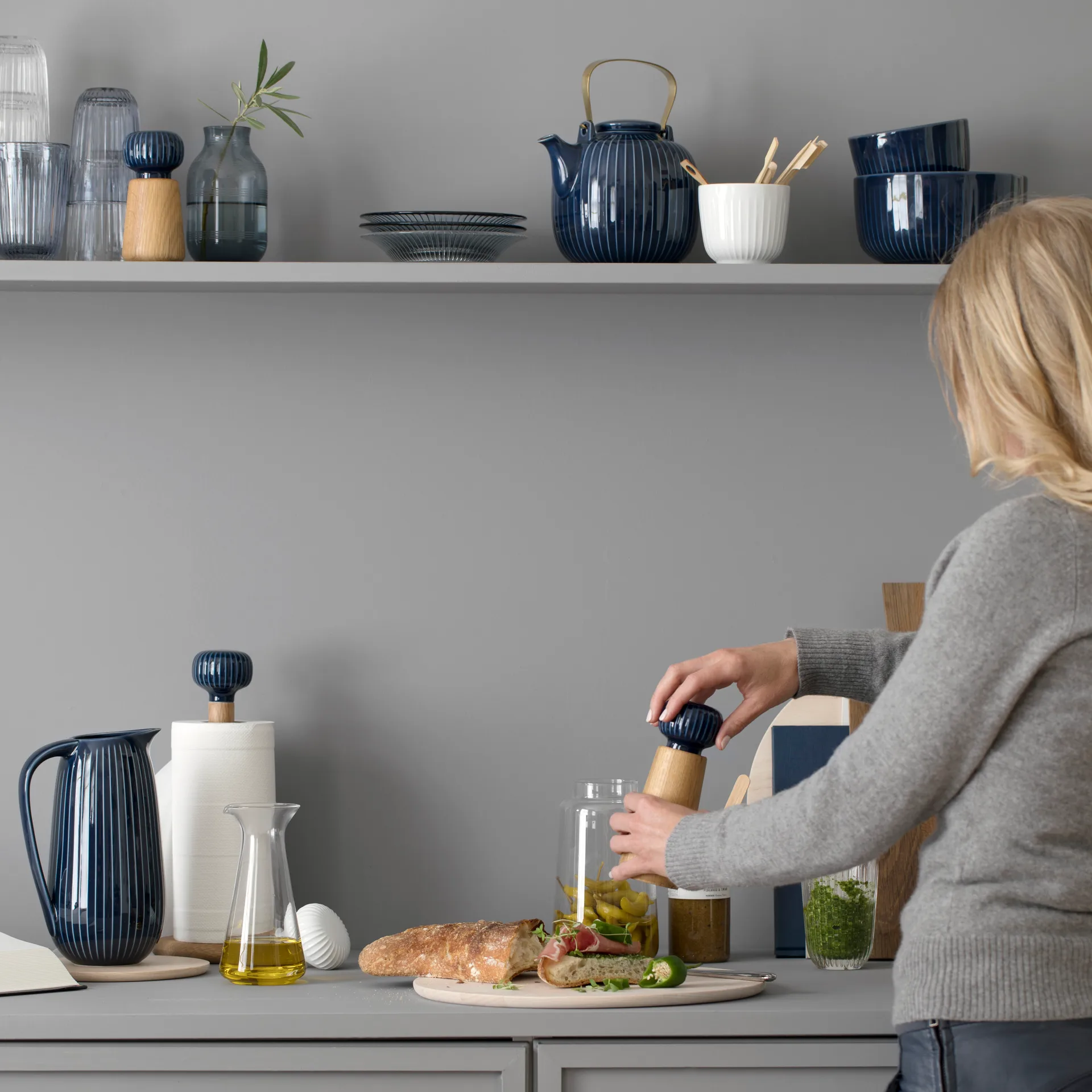 Młynek do soli i pieprzu Hammershøi - Duży, Indygo Kähler