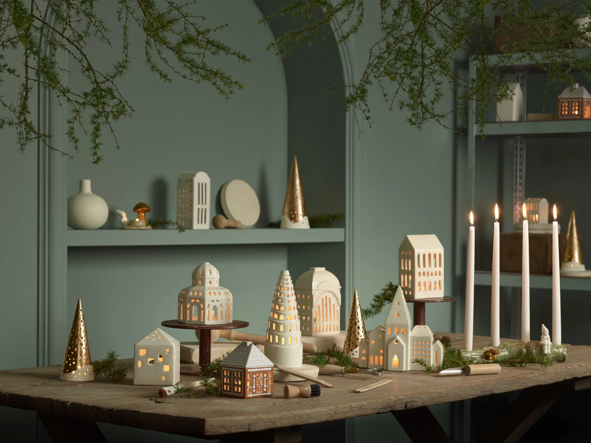 Świecznik domek z piernika medium 15 cm, Brązowy Kähler