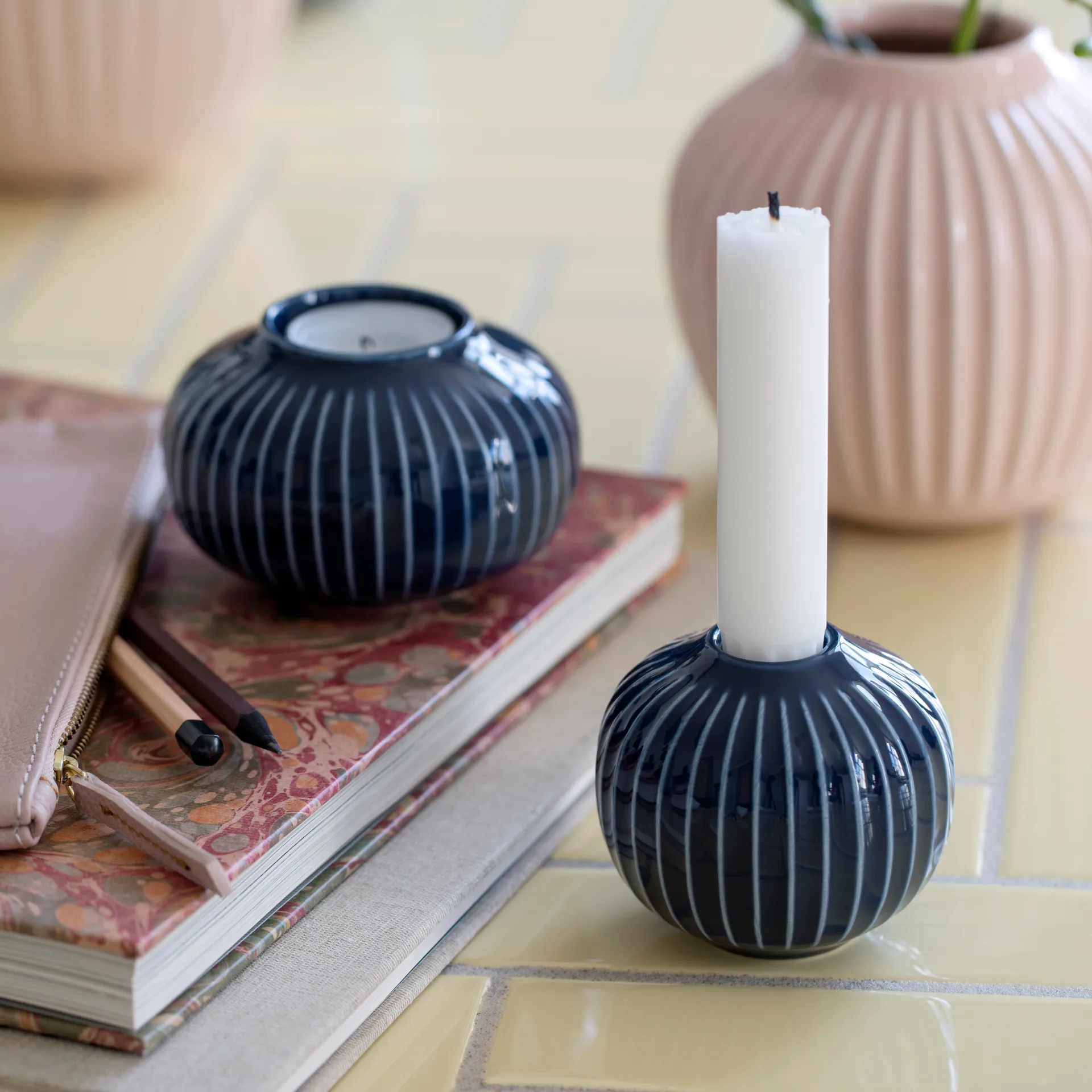 Świecznik Hammershøi 7 cm, indygo Kähler