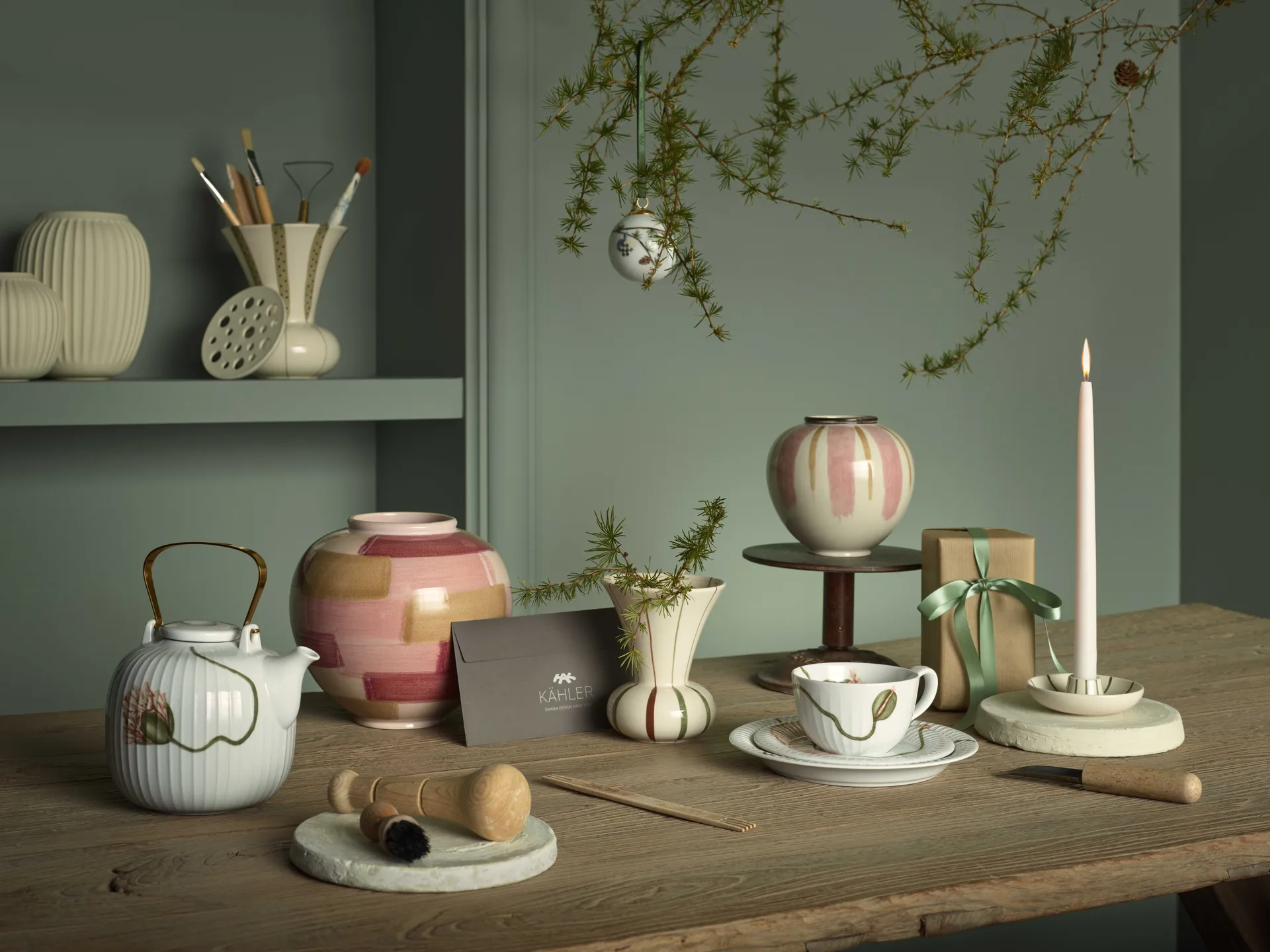 Świecznik Signature, Biało-zielony Kähler