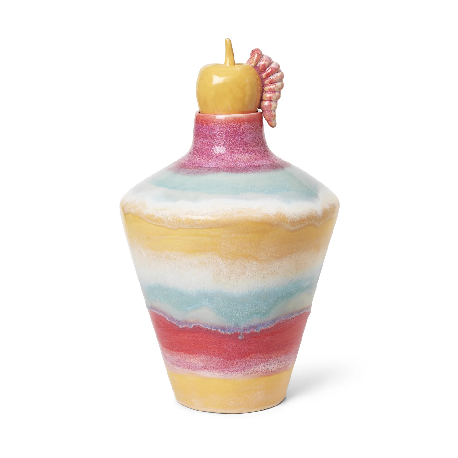 Wazon Poppery z jabłkiem  32 cm, Różowy-miętowy-żółty Kähler