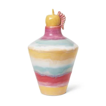 Wazon Poppery z jabłkiem  32 cm - Różowy-miętowy-żółty - Kähler