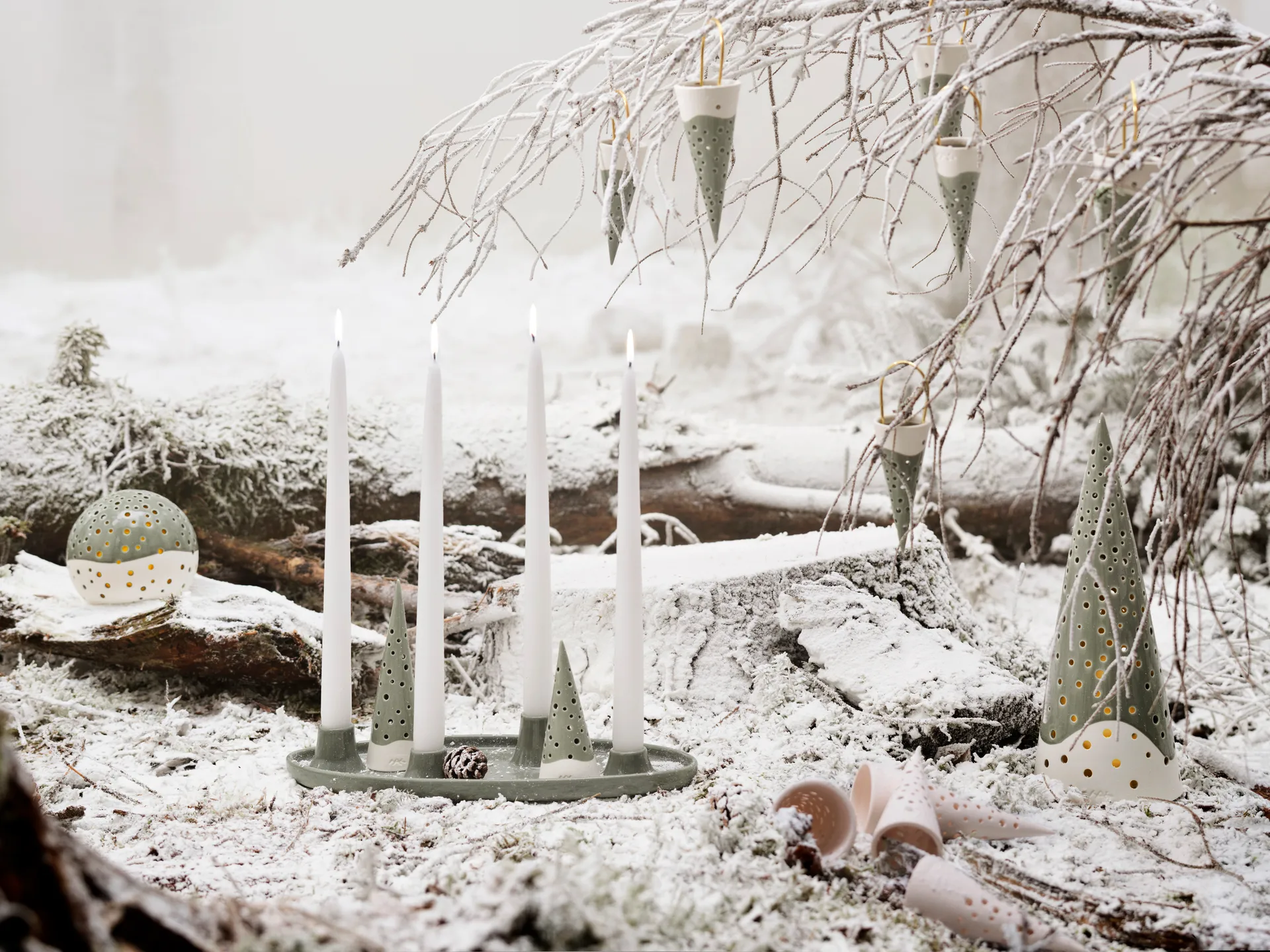 Zawieszka świąteczna Nobili, rożek 18 cm, Zielony Kähler