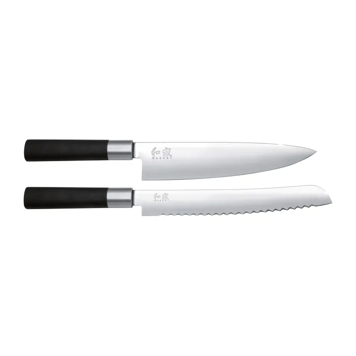 Nóż do chleba i nóż szefa kuchni zestaw Kai Wasabi Black - 2 elementy - KAI