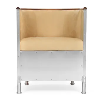 Fotel Aluminium polerad - Skóra Duet Gold – olejowany orzech włoski - Källemo