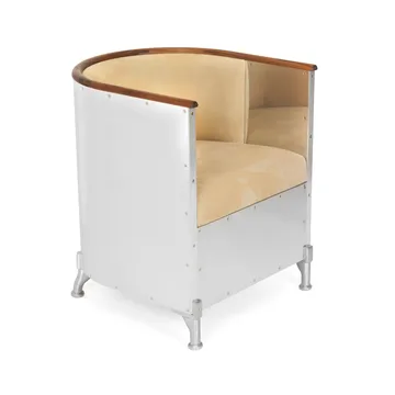 Fotel Aluminium polerad - Skóra Duet Gold – olejowany orzech włoski - Källemo