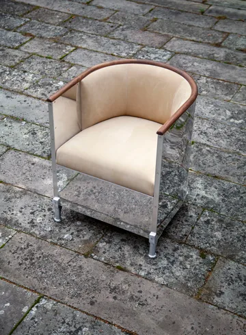 Fotel Aluminium polerad - Skóra Duet Gold – olejowany orzech włoski - Källemo