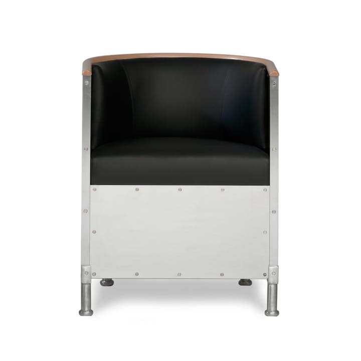 Fotel Aluminium  - Skóra Tärnsjö czarna - orzech włoski - Källemo
