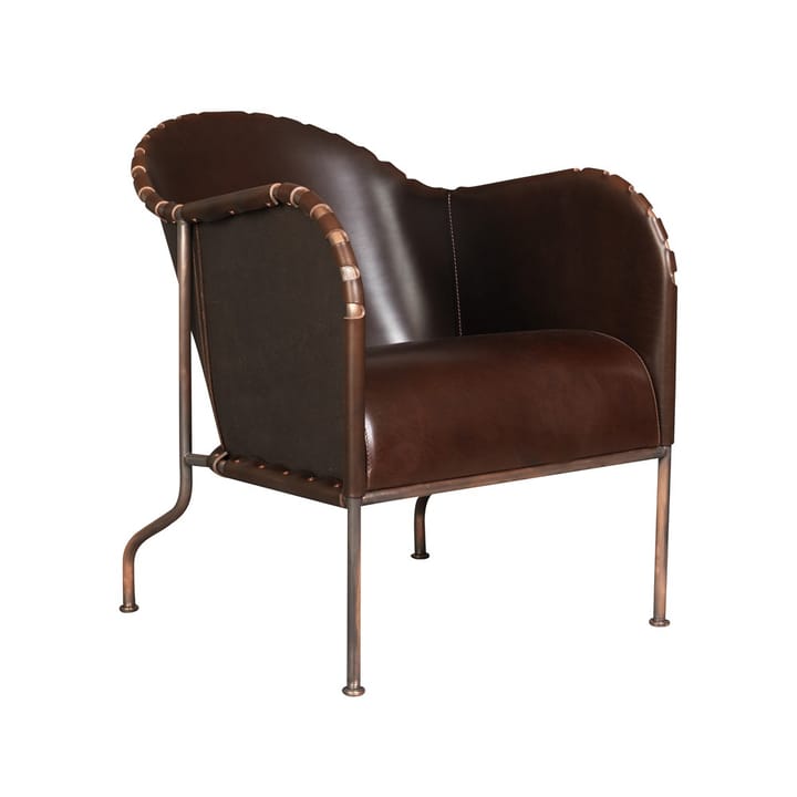 Fotel Bruno - Skóra pełnoziarnista 9208 ciemny brąz (cigar) – stelaż miedziany - Källemo