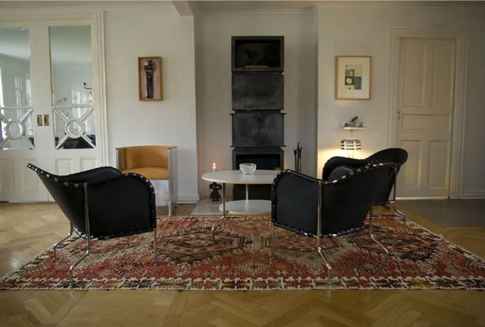 Fotel Bruno, Skóra pełnoziarnista czarna – chrom Källemo