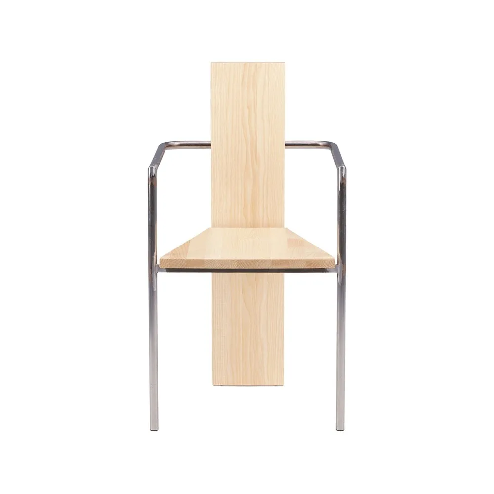 Fotel z podłokietnikami Concrete , Jesion - surowy stalowy stelaż Källemo