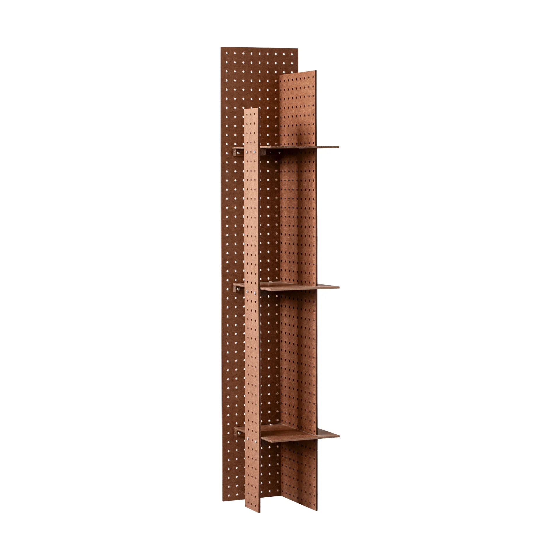 Półka ścienna FF02 The Perforated Furniture, Płyta pilśniowa twarda-orzech, 28x24x128 cm Källemo