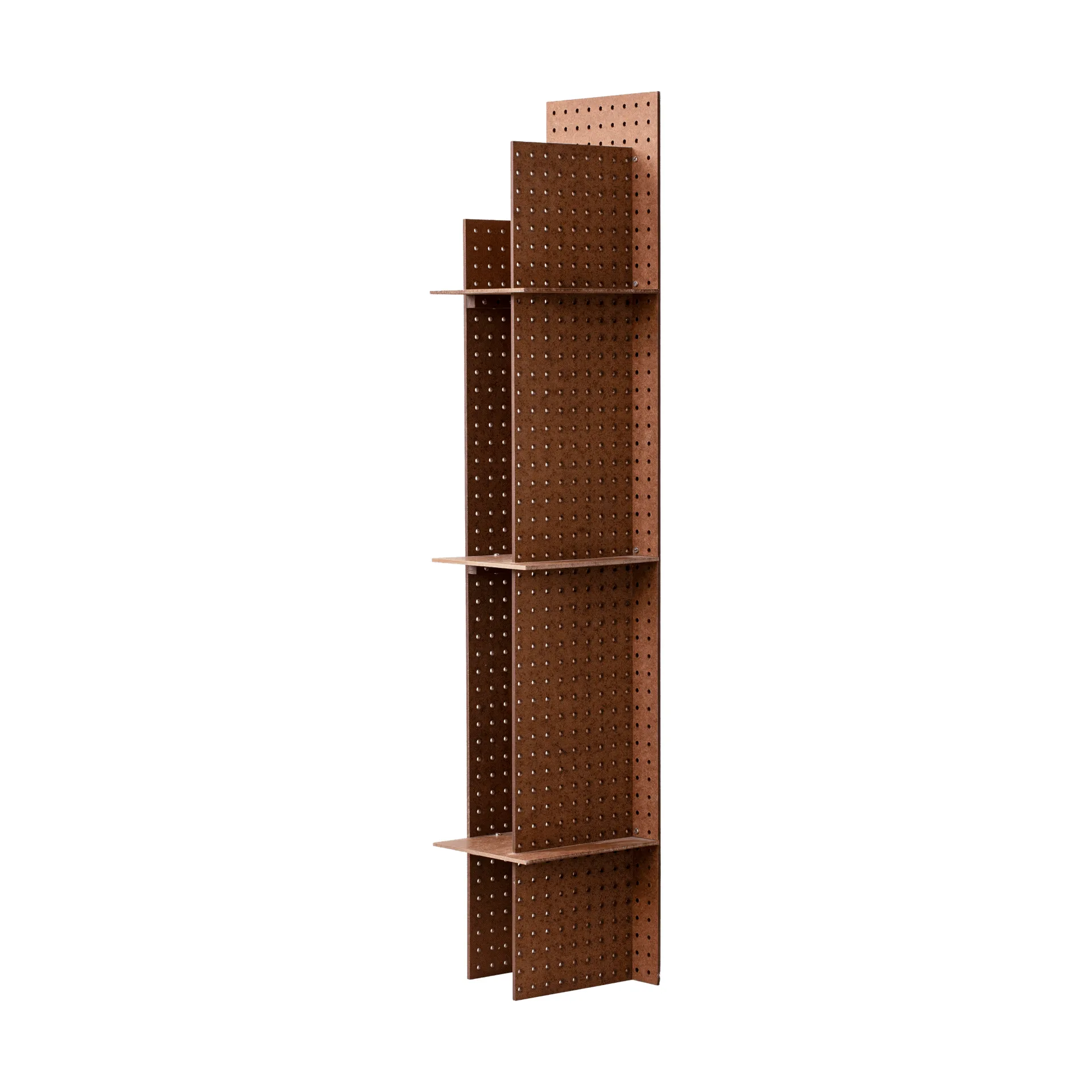 Półka ścienna FF02 The Perforated Furniture, Płyta pilśniowa twarda-orzech, 28x24x128 cm Källemo