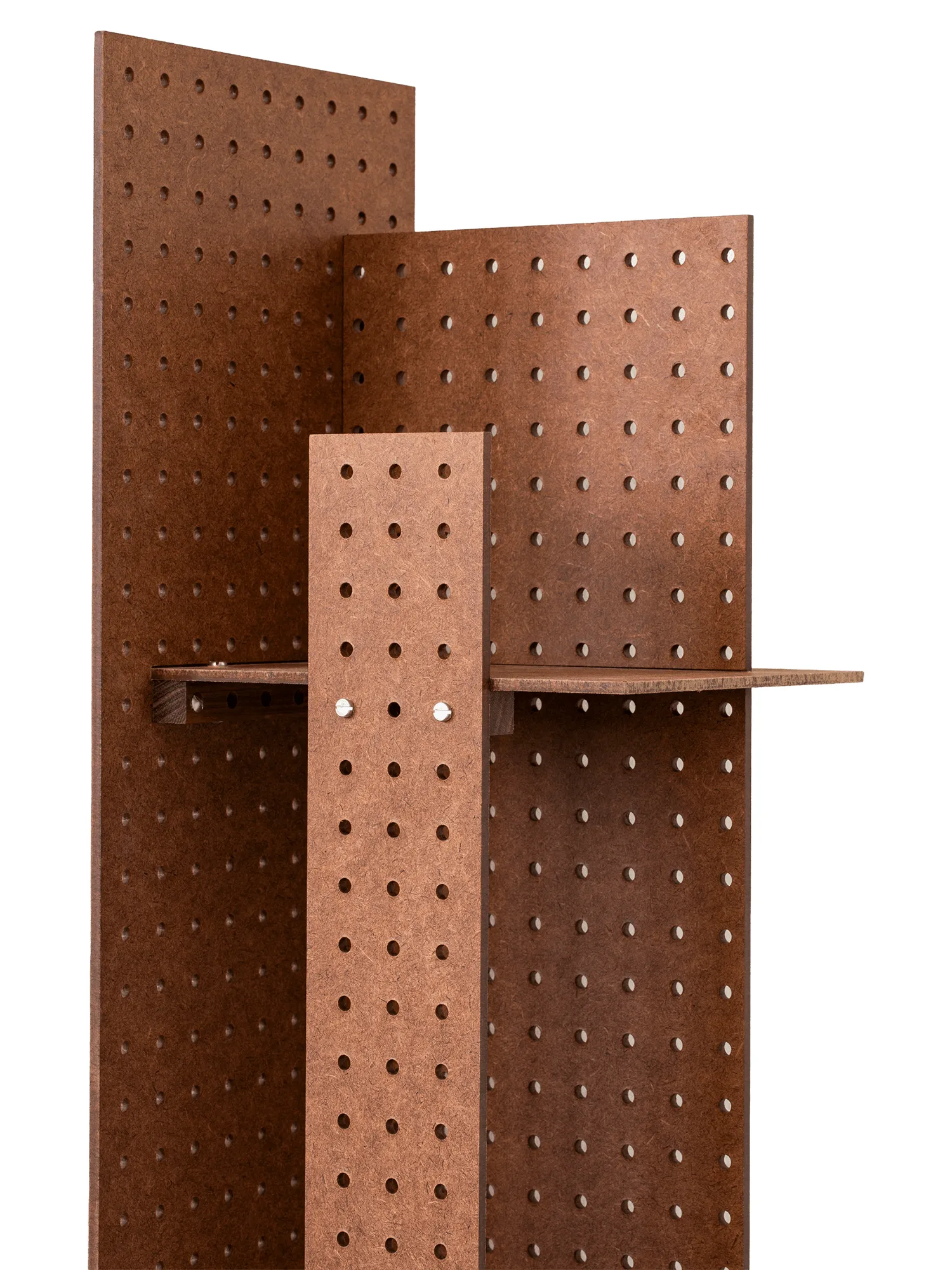 Półka ścienna FF02 The Perforated Furniture, Płyta pilśniowa twarda-orzech, 28x24x128 cm Källemo