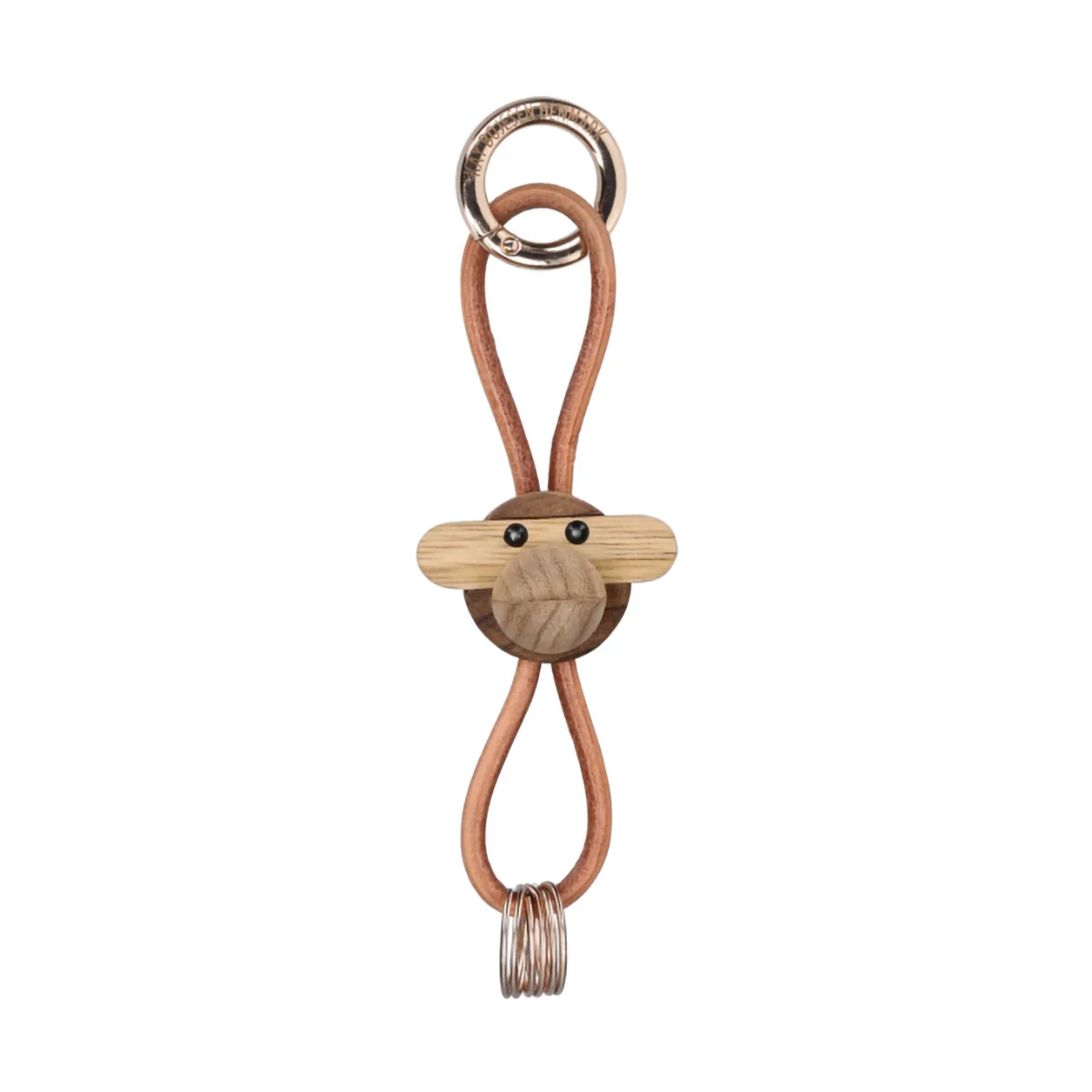 Breloczek Kyj Bojesen, małpka, Teak-limba, naturalna skóra Kay Bojesen Denmark