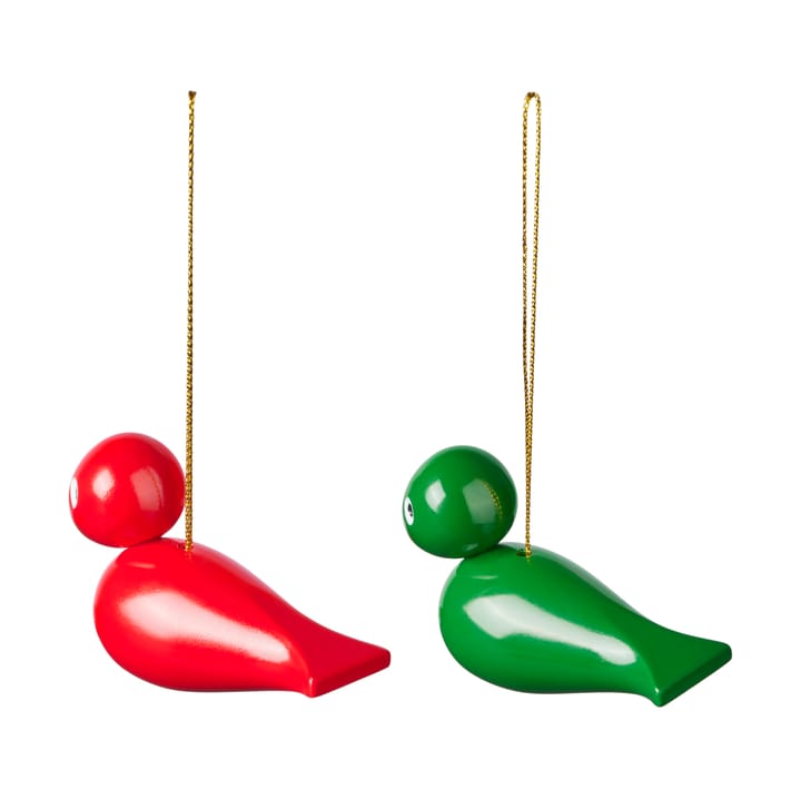 Kay Bojesen Christmas birds ozdoba świąteczna 2 części, Czerwony-zielony Kay Bojesen Denmark