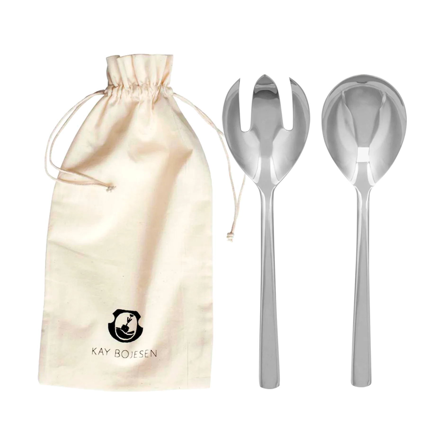 Sztućce do sałatek Grand Prix 18,5 cm 2 części, Polished steel Kay Bojesen