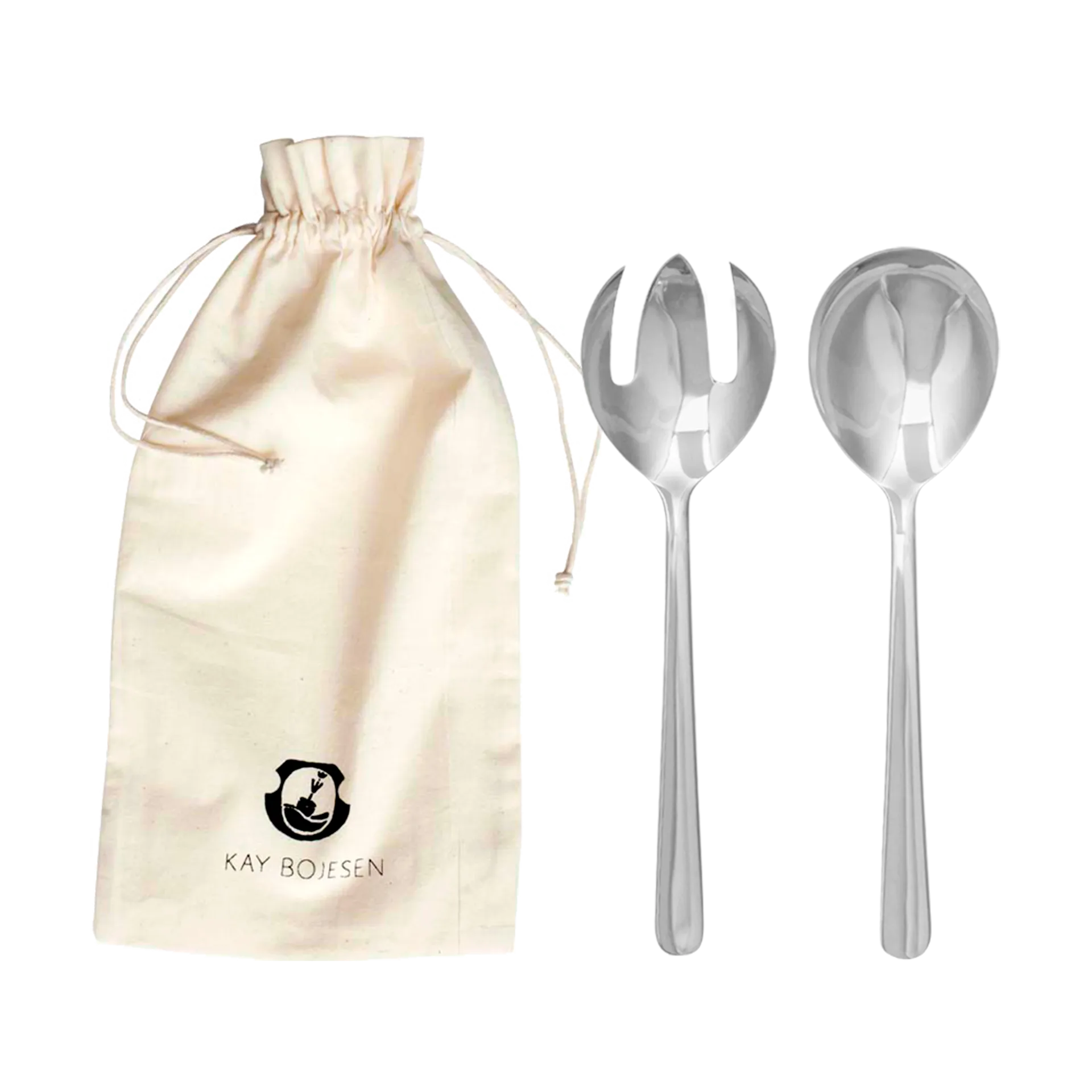 Sztućce do sałatek Grand Prix 23,5 cm 2 części, Polished steel Kay Bojesen